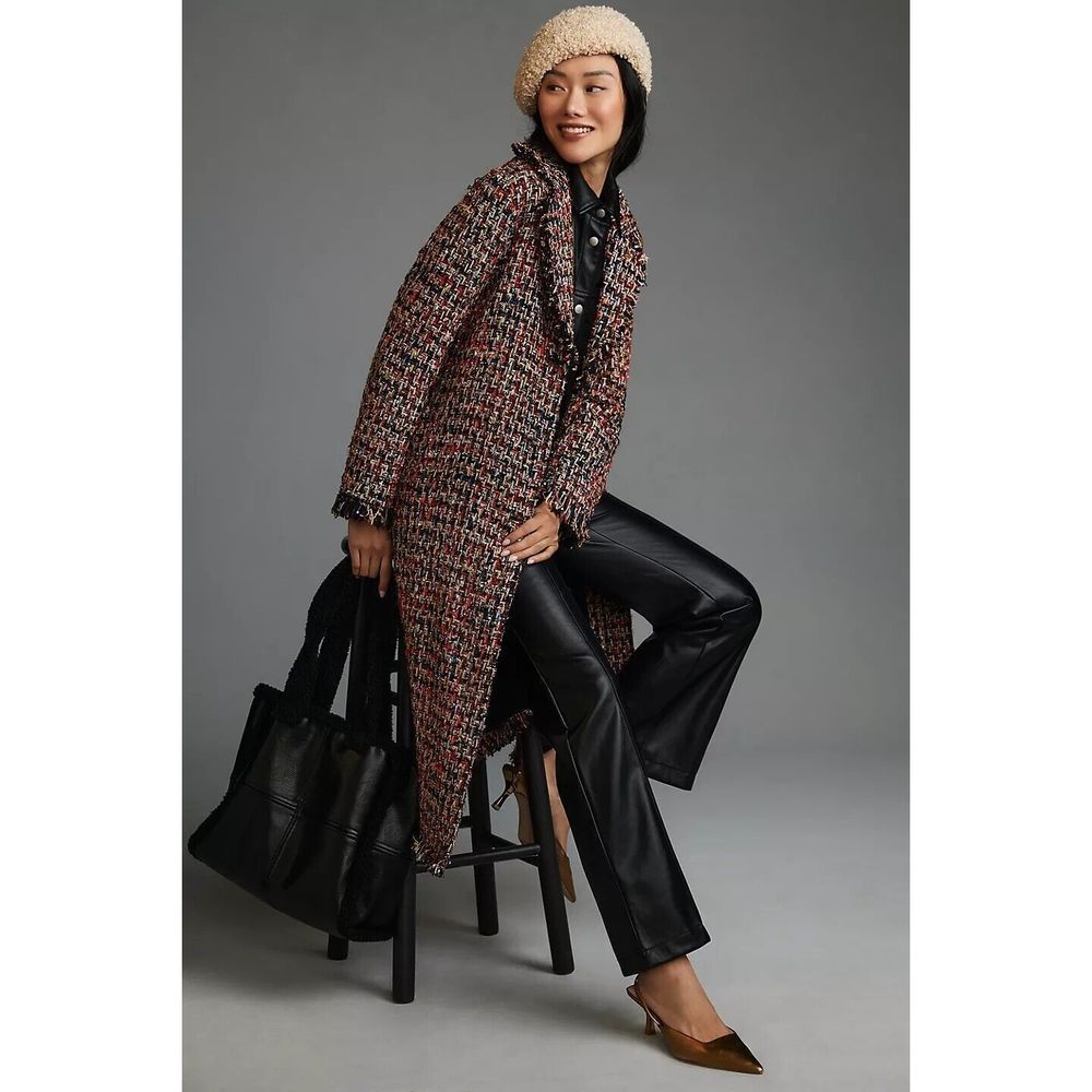 Anthropologie If By Sea Confetti Tweed Coat
